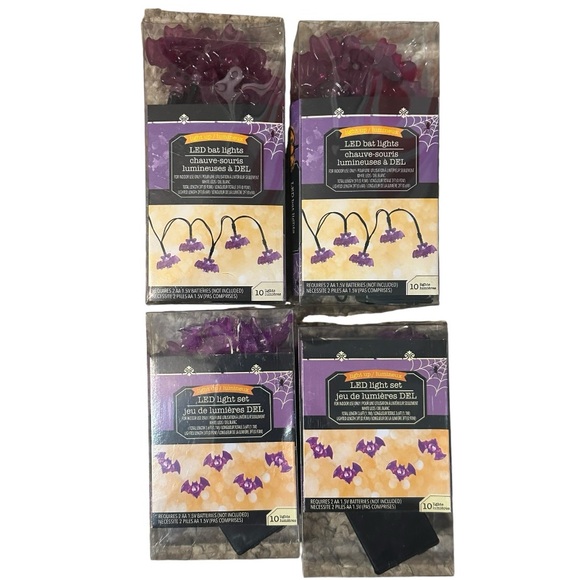 4 Pack Purple Bat 10ct Mini LED 3’ Ft Long Halloween String Light Set NWT - Picture 4 of 4